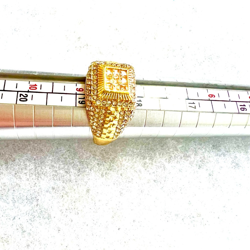 Yellow gold colors man ring with CZ.